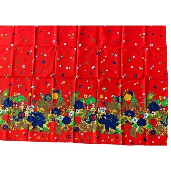 Vintage Floral Vibrant Flower Power Border Cranston Schwartz Liebman Red Blue - Picture 13 of 15